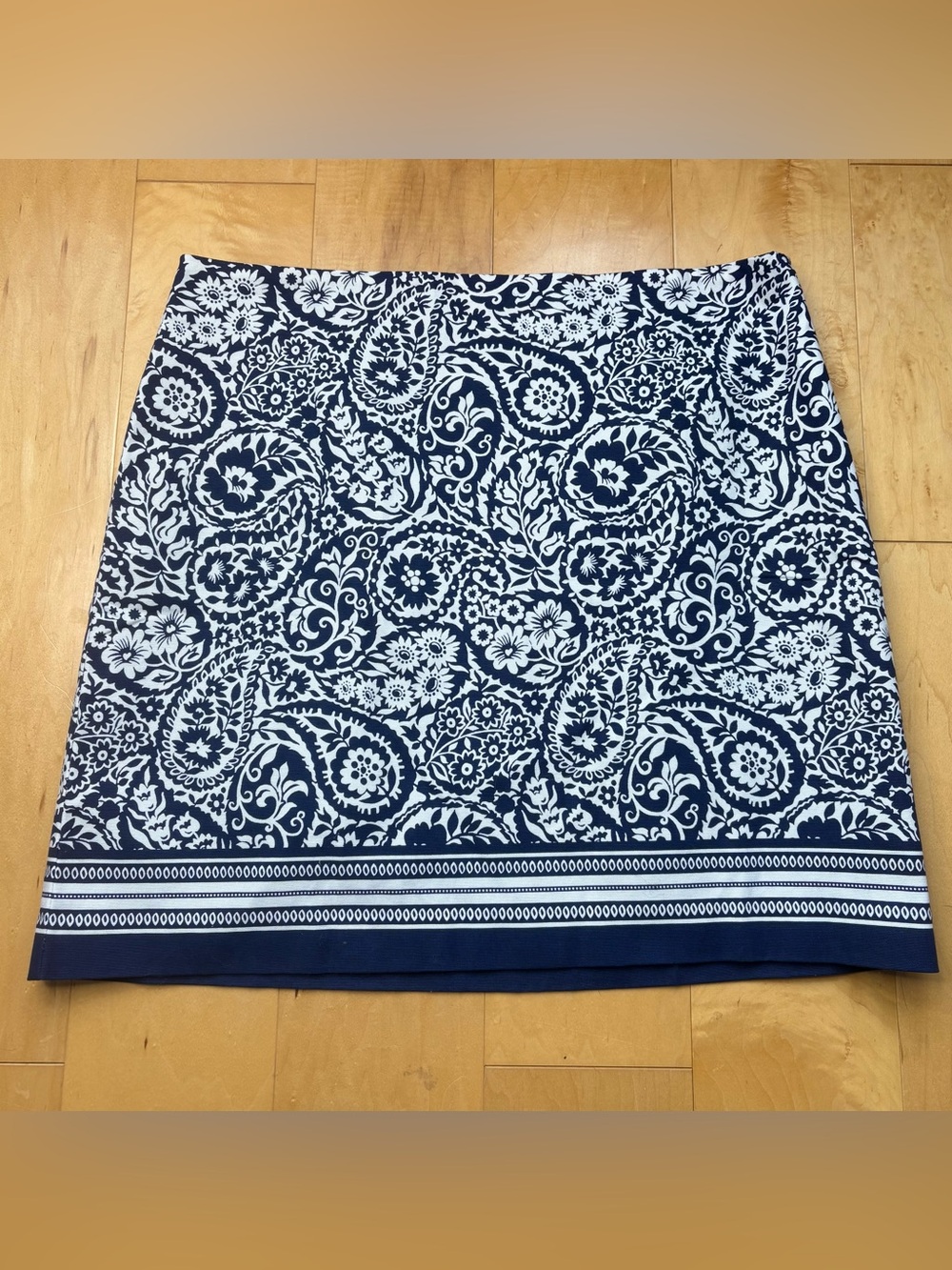 NWT Talbots Petites Navy Blue Paisley Pencil Skirt